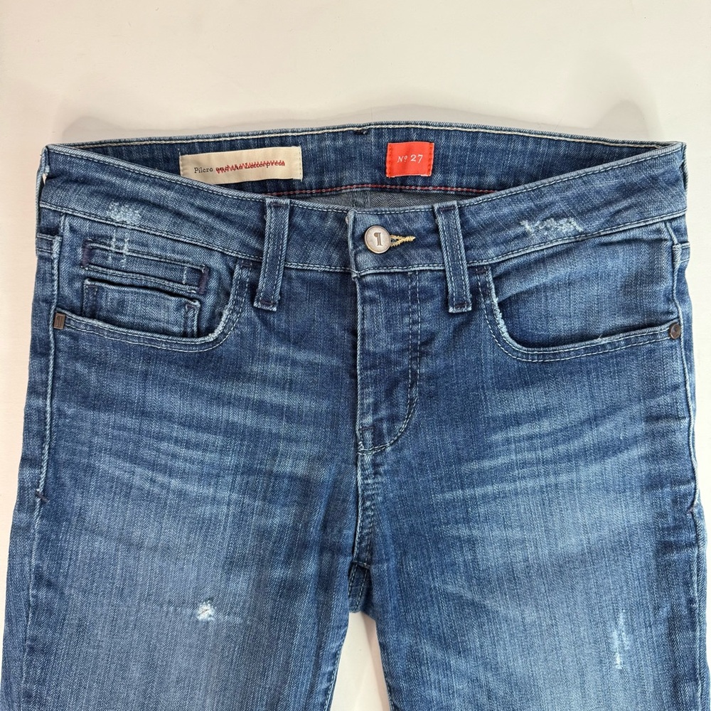 ANTHRO PILCRO Mid Rise Waist 28 Inches Size 27 Distressed Medium Wash Denim Jean - Picture 4 of 15